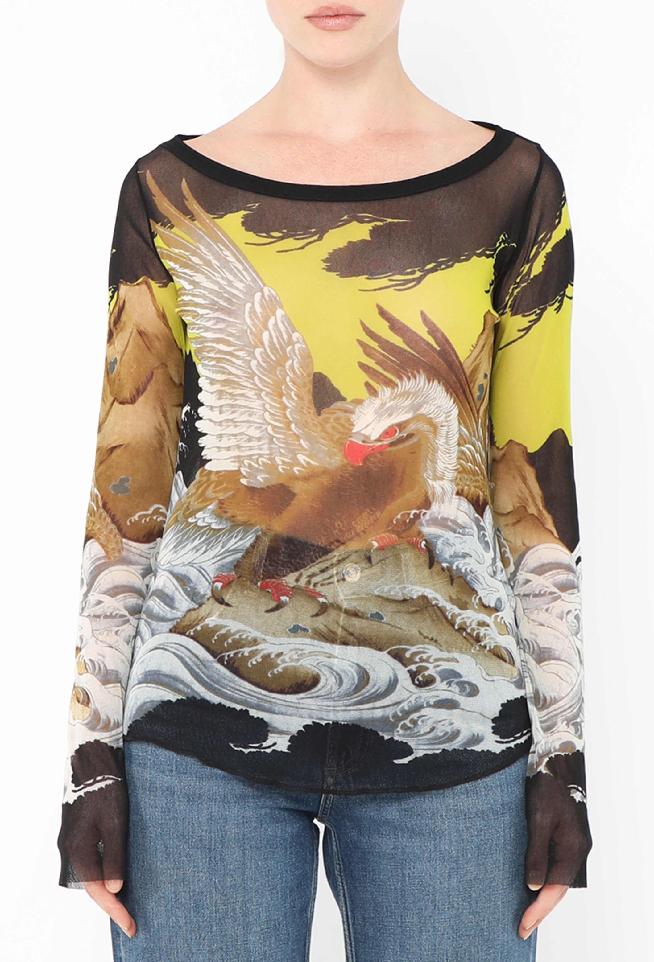 1999 Soleil Mesh Eagle Print Top - Jean Paul Gaultier | ReSee
