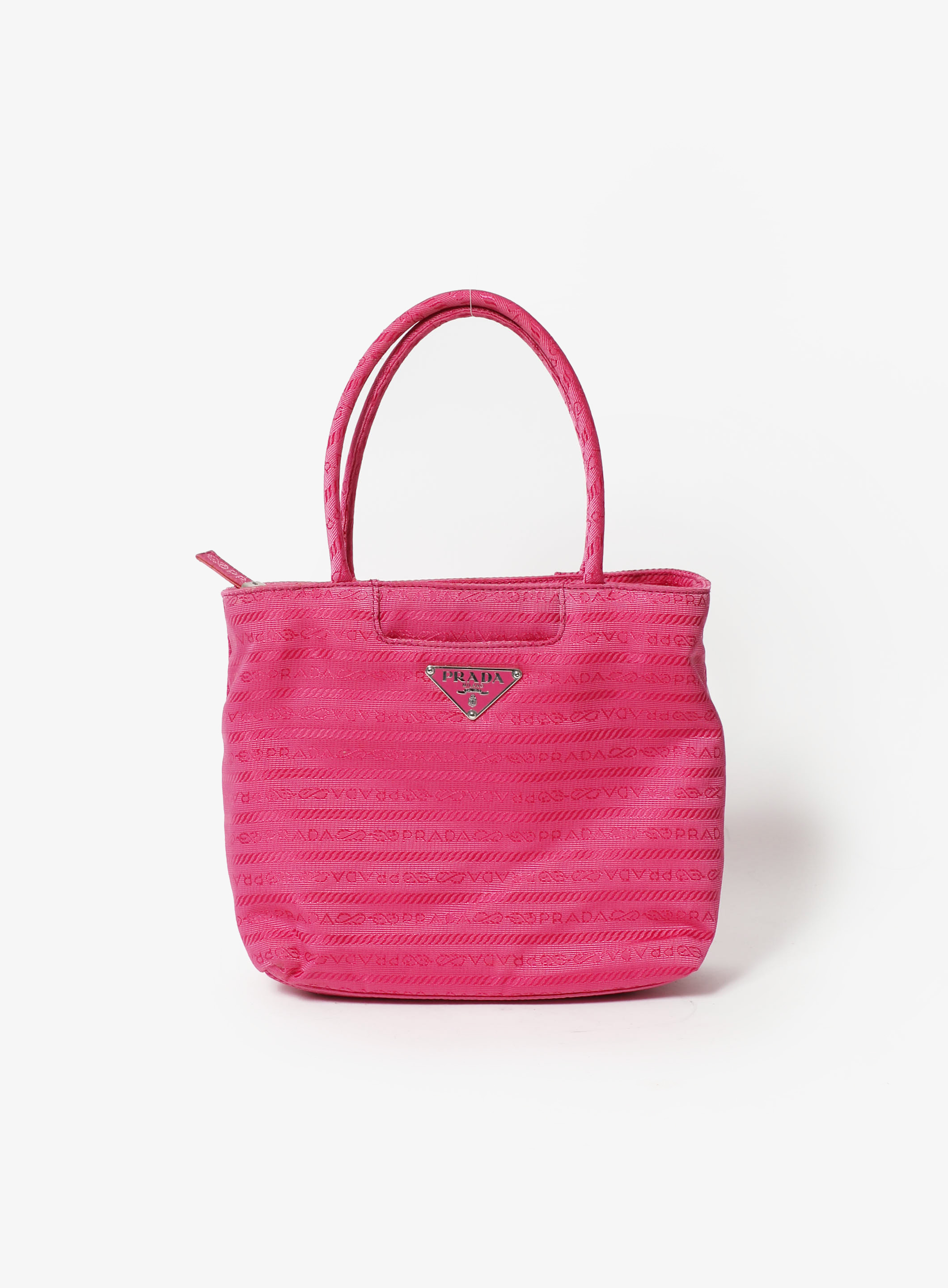 Prada Small Leather Net Bag in Pink