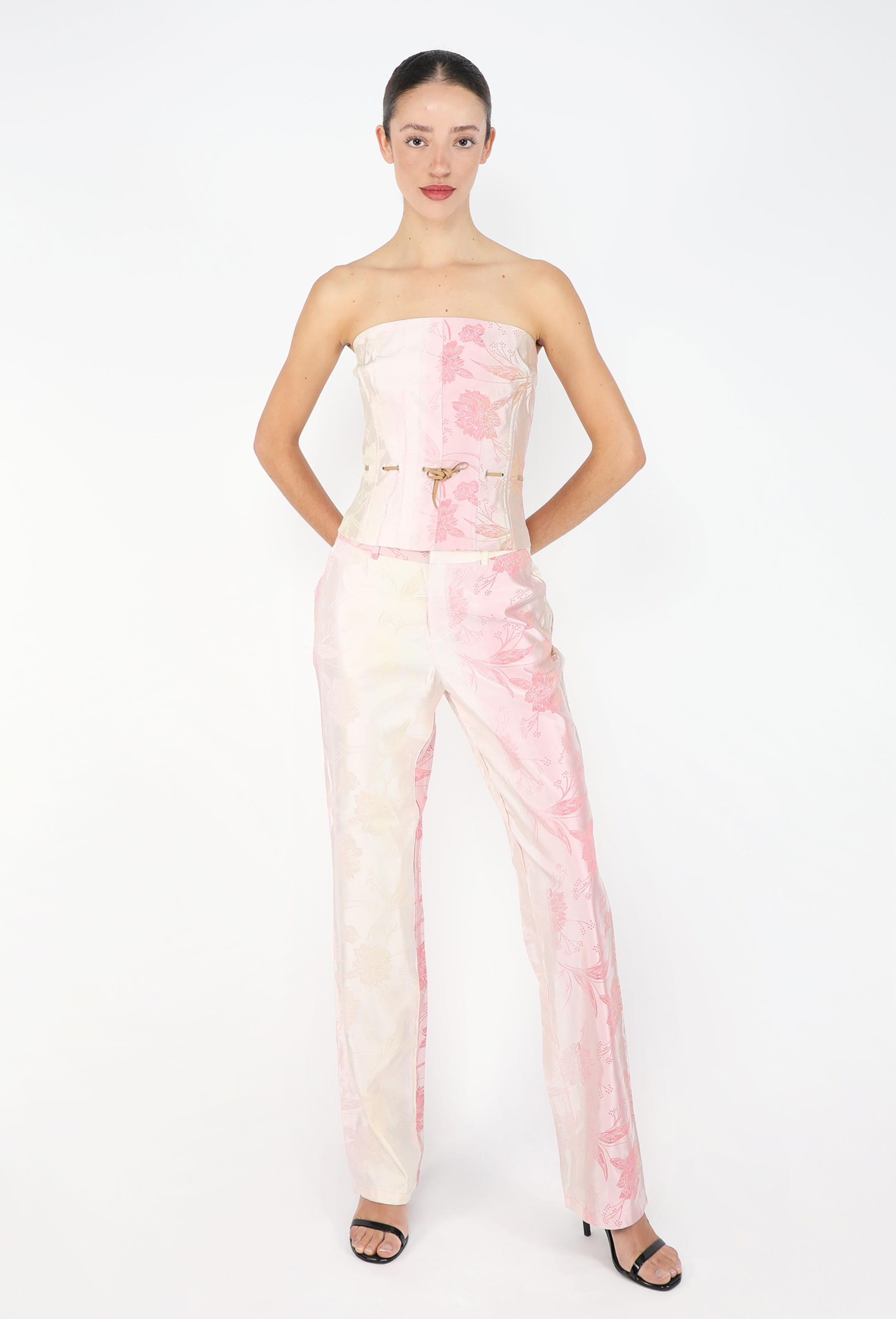 【イタリア製】80s GIANFRANCO FERRE リネン　セットアップ Gianfranco Ferré Brocade Bustier Ensemble, 1990s - Exquisite