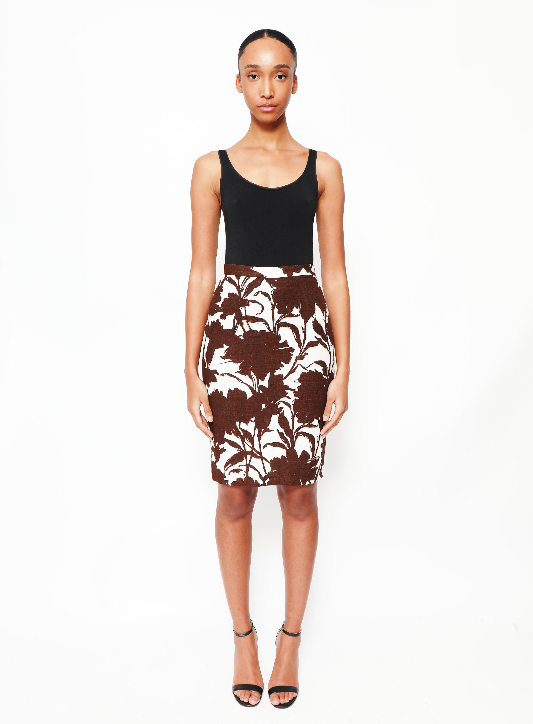Prada floral pencil best sale skirt