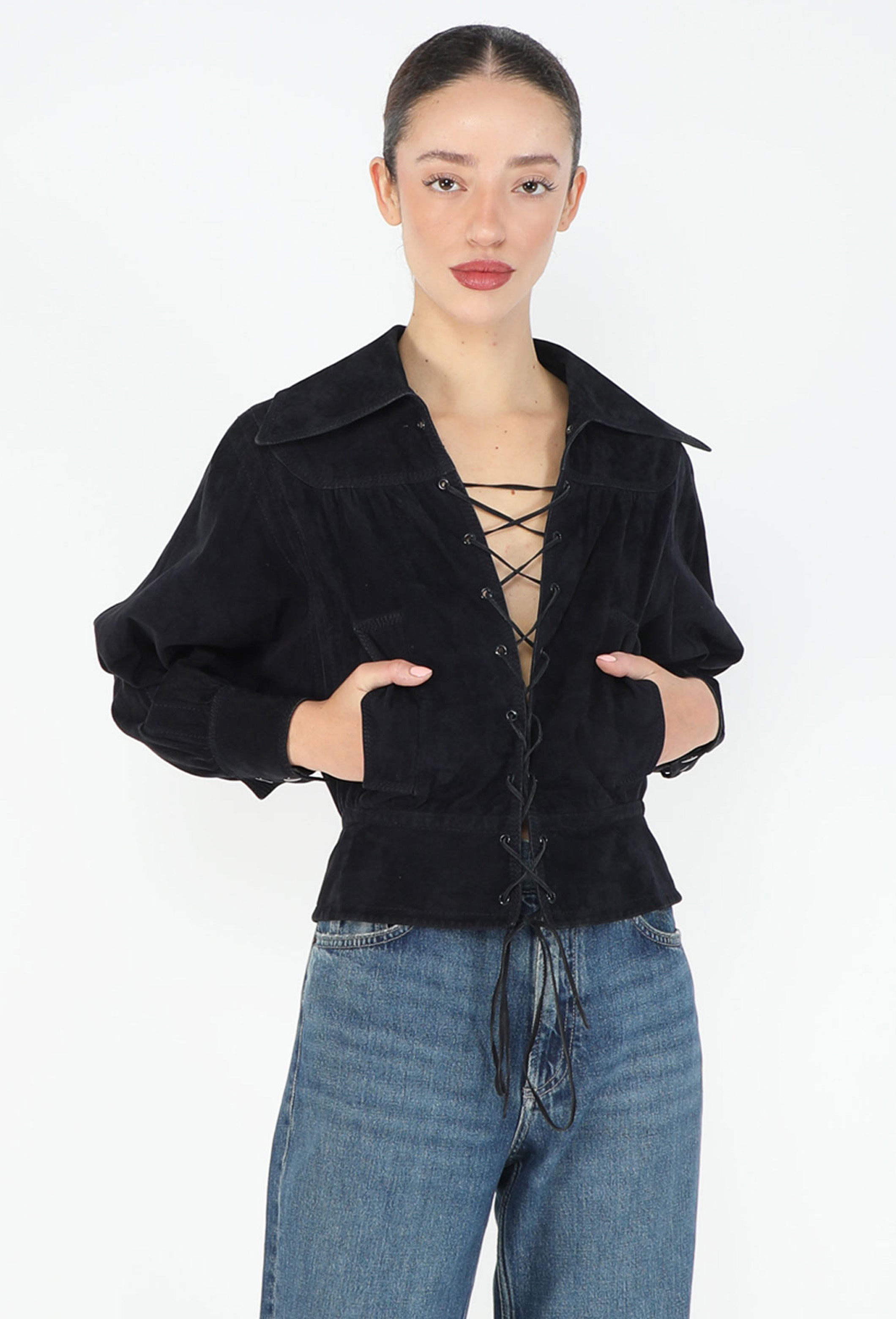TED LAPIDUS vintageジレ ベスト LAILATOKIO Ted Lapidus '70s Lace-Up Suede Top - Exquisite Vintage | ReSee