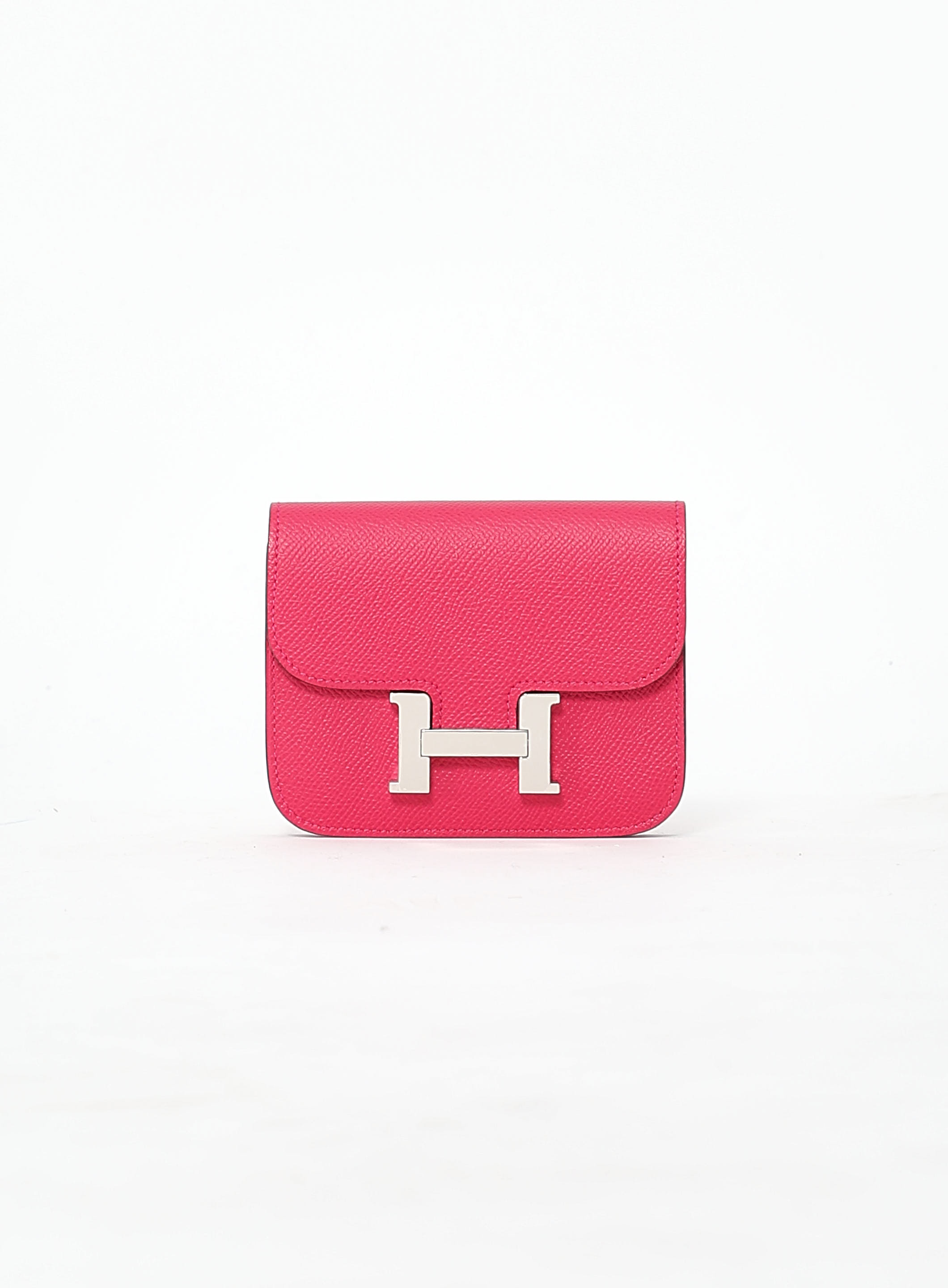 Rose Mexico Epsom Constance Slim Wallet Belt Authentic