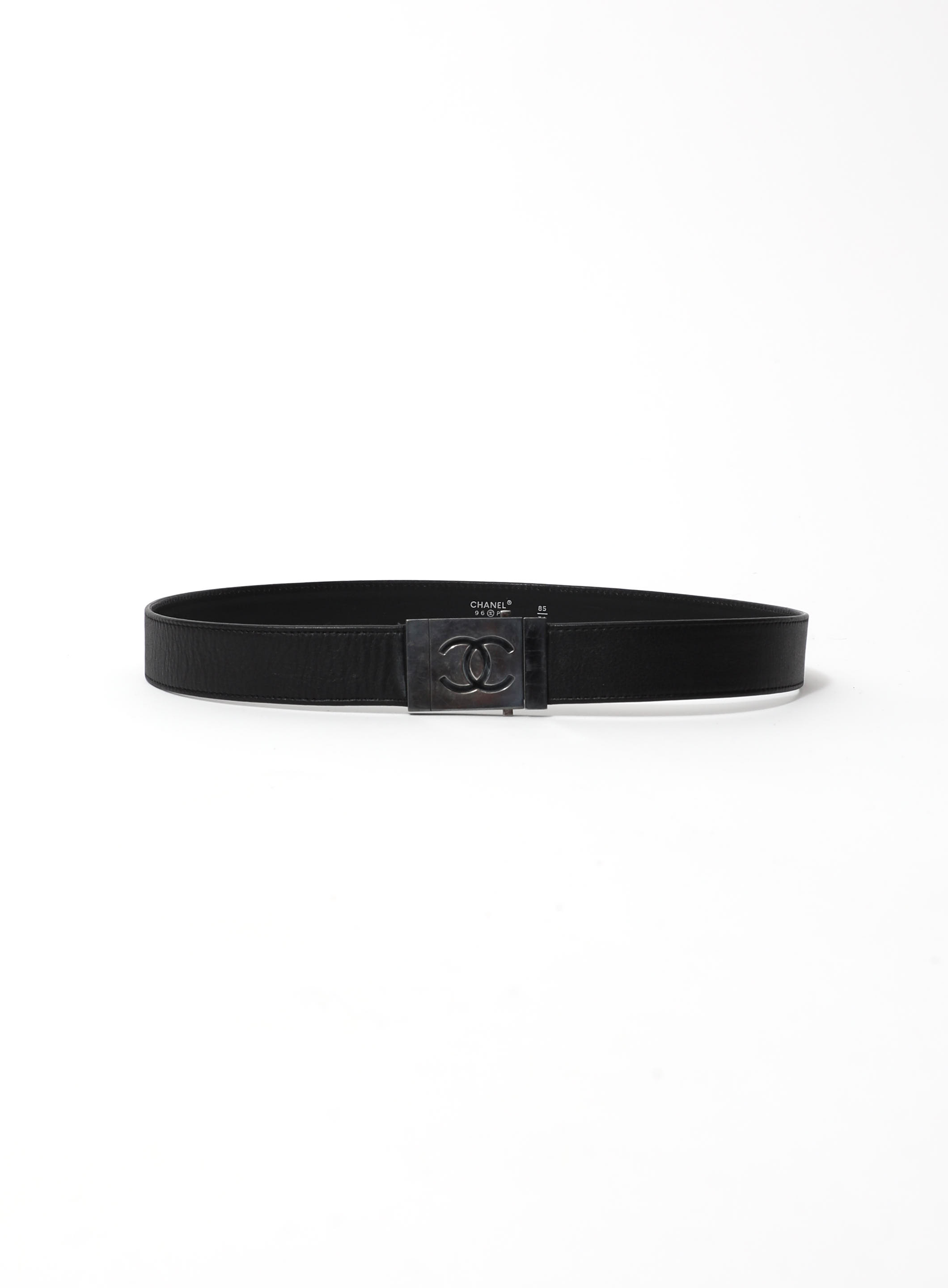 Vintage 90's CHANEL CC TURNLOCK Black Leather Waist Belt 