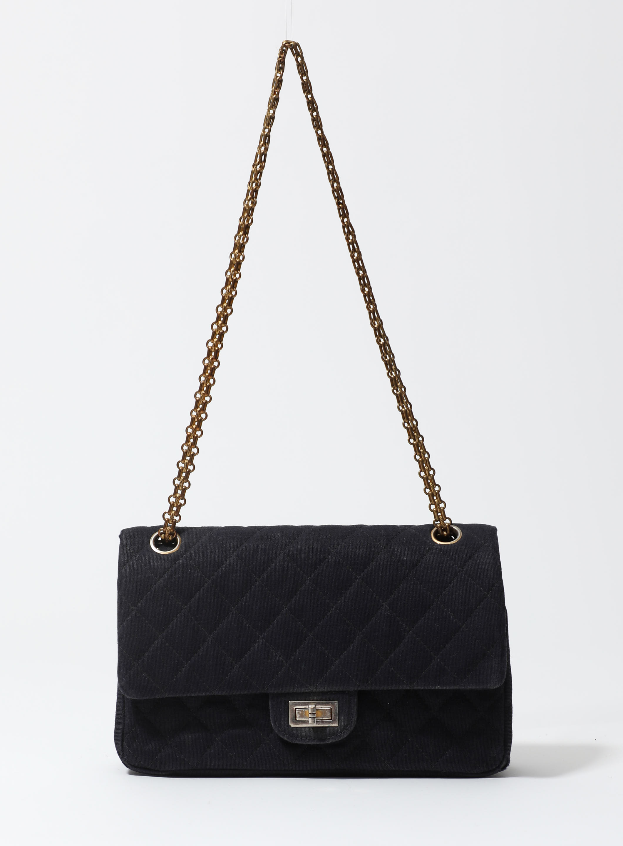 Chanel Bag 2.55 circa jersey 1960 Black Gold hardware Cotton ref.385712